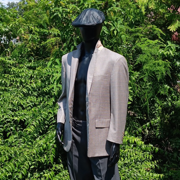 HART SCHAFFNER MARX for NATHAN'S (LAKELAND) MEN'S LUXURY CHEK/PLAID BLA ZER (US) - Picture 12 of 17